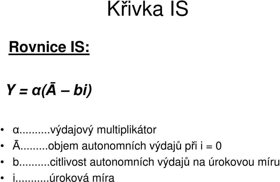 ..objem autonomních výdajů při i = 0 b.