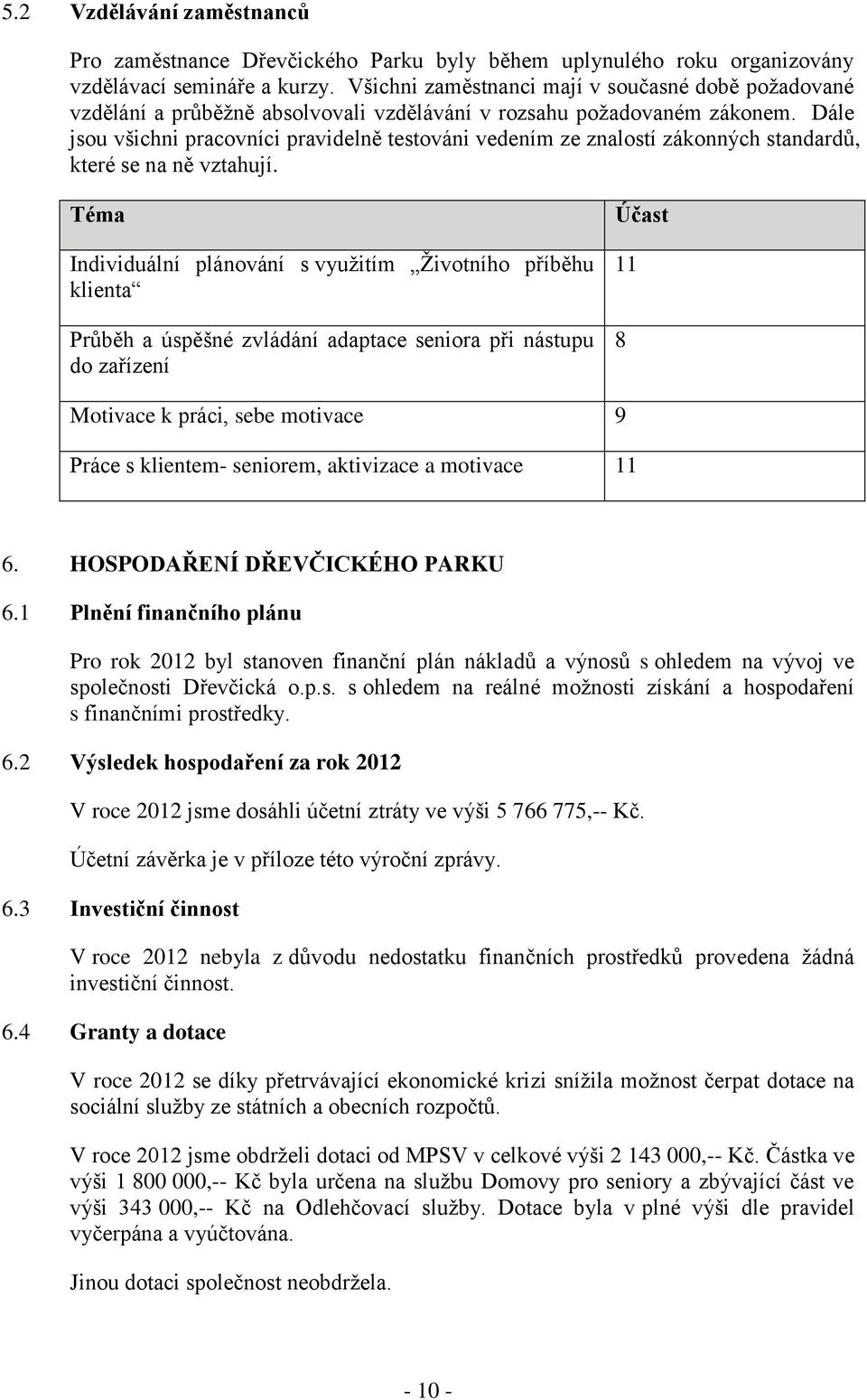 Dále jsou všichni pracovníci pravidelně testováni vedením ze znalostí zákonných standardů, které se na ně vztahují.