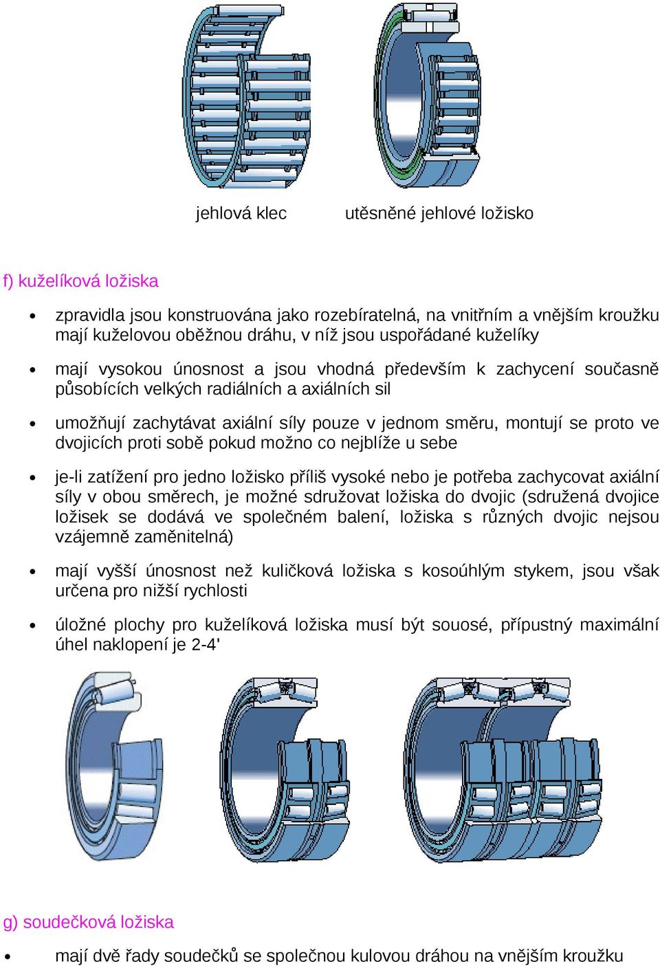 proti sobě pokud možno co nejblíže u sebe je-li zatížení pro jedno ložisko příliš vysoké nebo je potřeba zachycovat axiální síly v obou směrech, je možné sdružovat ložiska do dvojic (sdružená dvojice