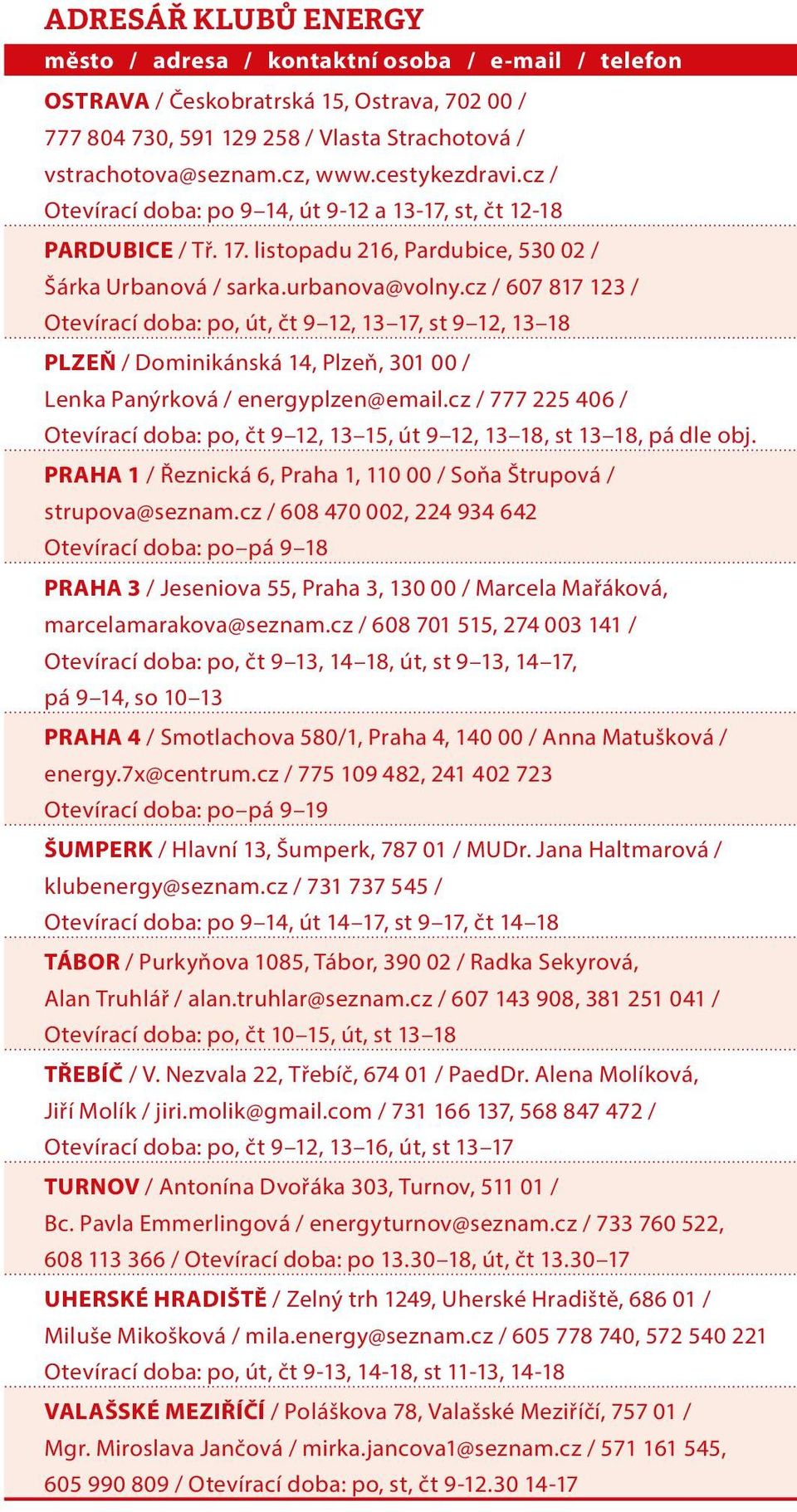 cz / 607 817 123 / Otevírací doba: po, út, čt 9 12, 13 17, st 9 12, 13 18 PLZEŇ / Dominikánská 14, Plzeň, 301 00 / Lenka Panýrková / energyplzen@email.
