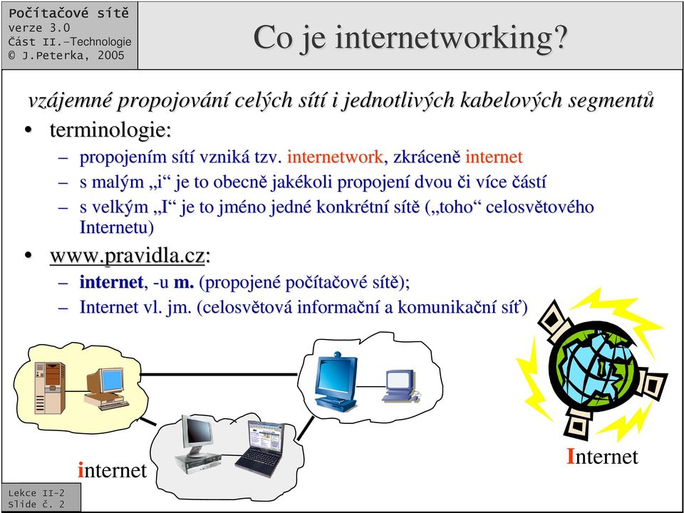 internetwork,, zkrácen cen internet s malým i je to obecn jakékoli koli propojení dvou i i více v ástí s velkým I