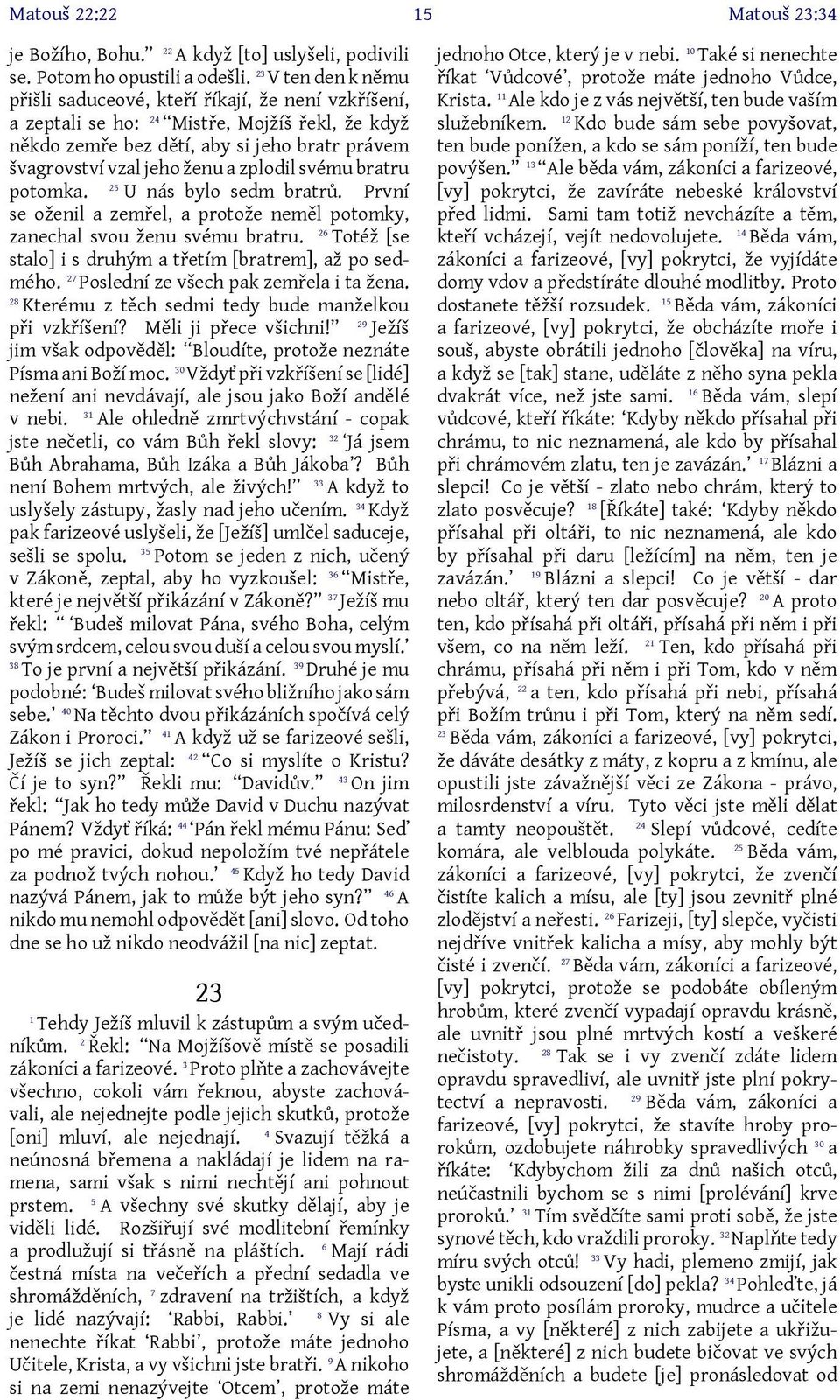 svému bratru potomka. U nás bylo sedm bratrů. První se oženil a zemřel, a protože neměl potomky, 26 zanechal svou ženu svému bratru. Totéž [se stalo] i s druhým a třetím [bratrem], až po sedmého.