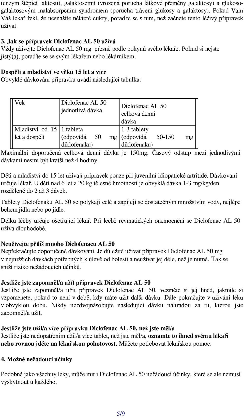Jak se přípravek Diclofenac AL 50 užívá Vždy užívejte Diclofenac AL 50 mg přesně podle pokynů svého lékaře. Pokud si nejste jistý(á), poraďte se se svým lékařem nebo lékárníkem.