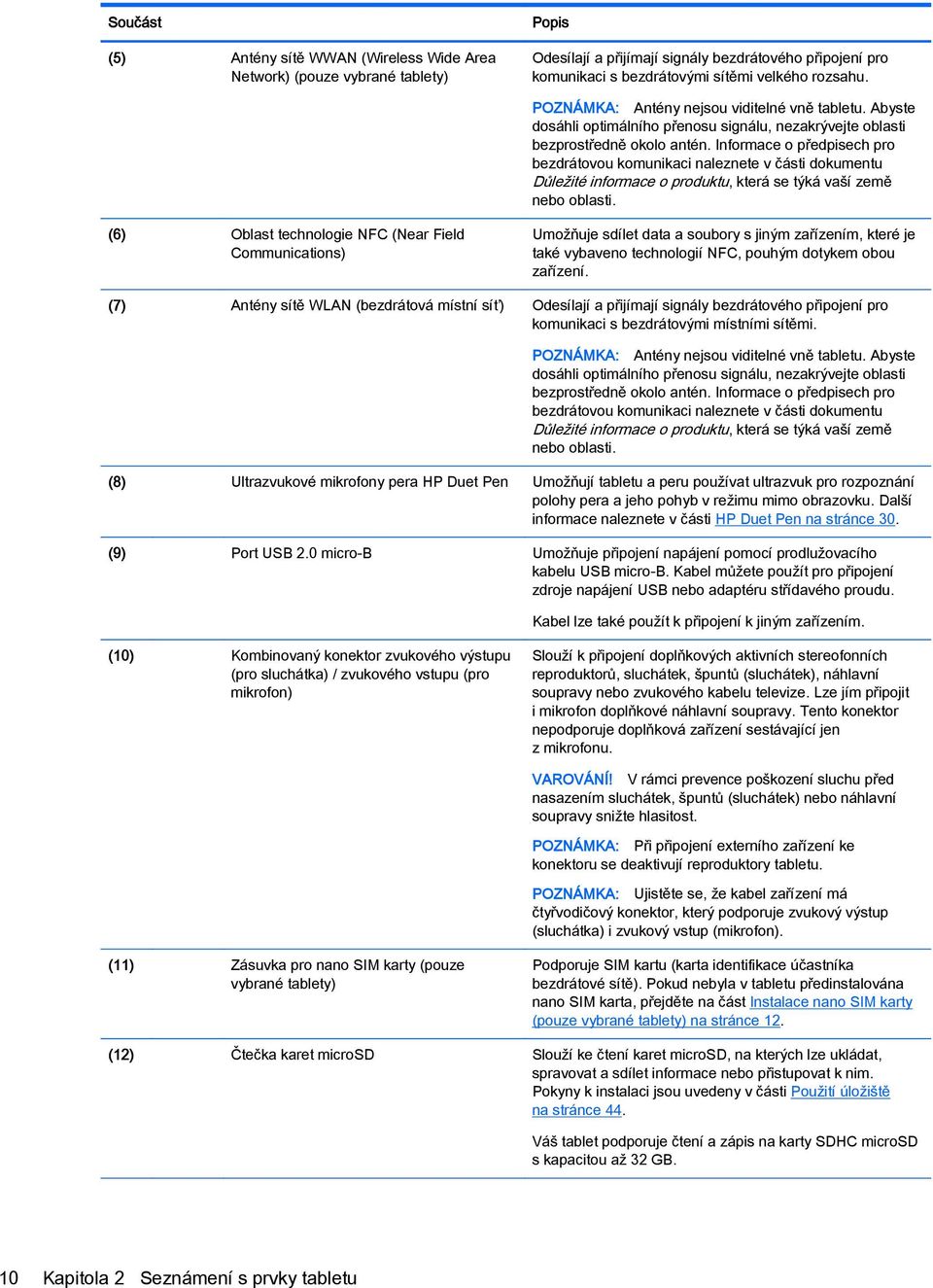 Informace o předpisech pro bezdrátovou komunikaci naleznete v části dokumentu Důležité informace o produktu, která se týká vaší země nebo oblasti.