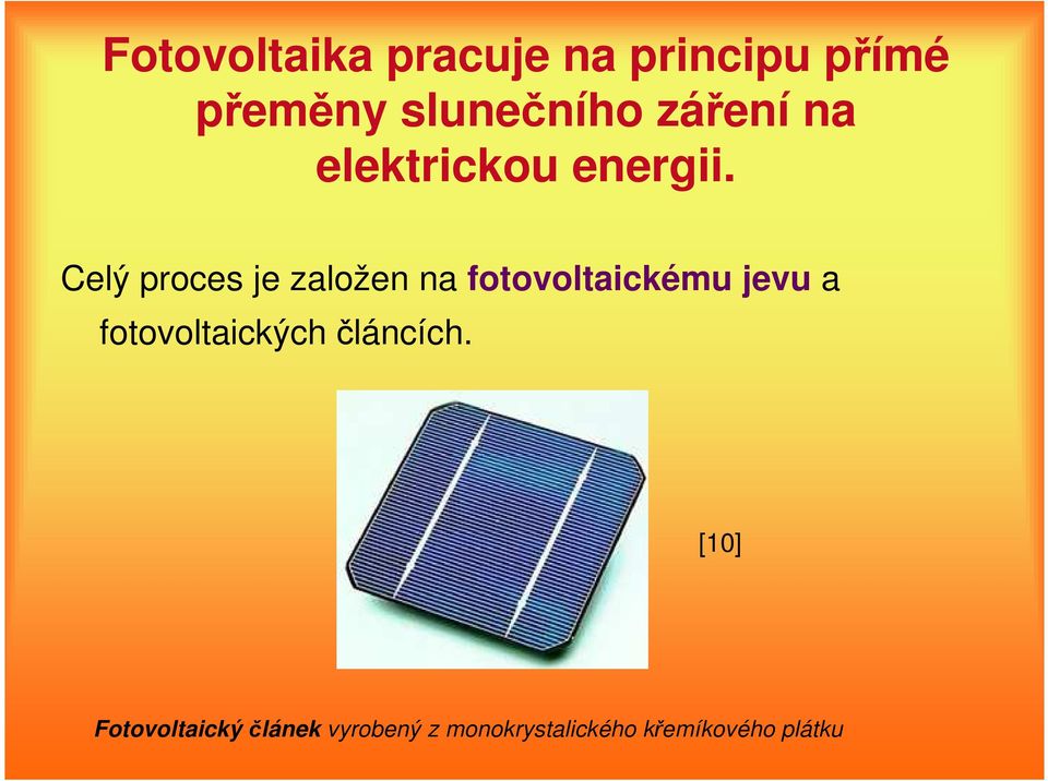 Celý proces je založen na fotovoltaickému jevu a