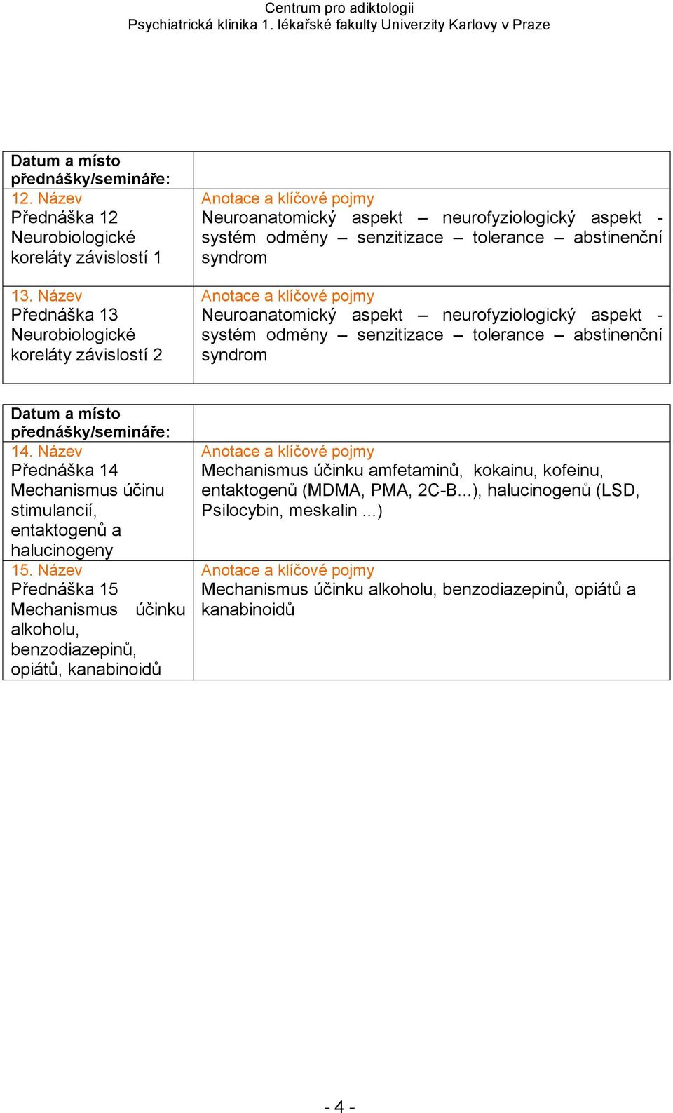 Neuroanatomický aspekt neurofyziologický aspekt - systém odměny senzitizace tolerance abstinenční syndrom 14.