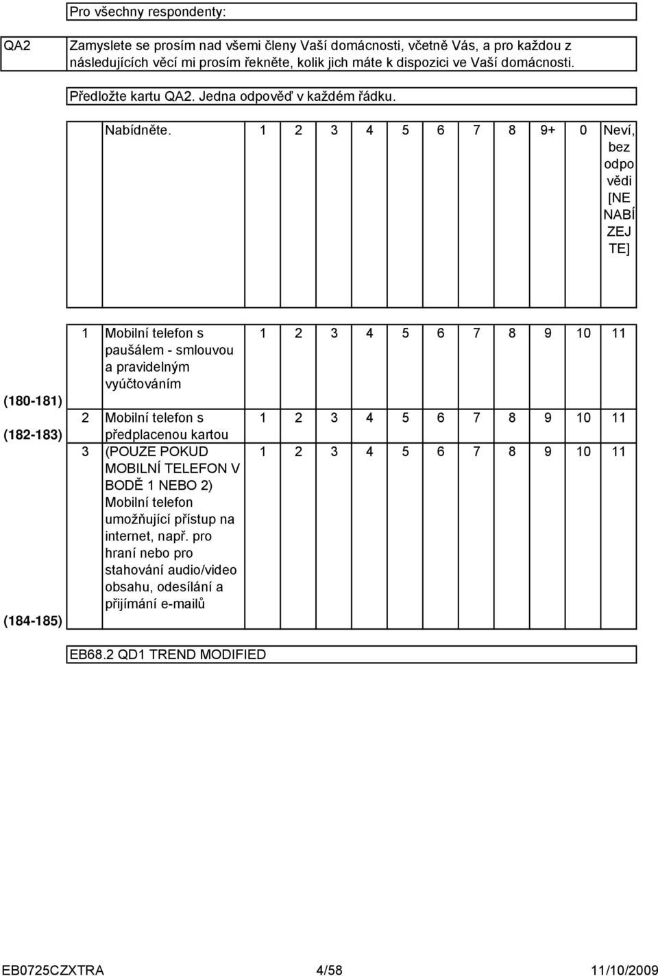 5 6 7 8 9+ 0 Neví, bez odpo vědi [NE NABÍ ZEJ TE] (80-8) (8-8) (8-85) Mobilní telefon s 5 6 7 8 9 0 paušálem - smlouvou a pravidelným vyúčtováním Mobilní telefon s 5 6 7 8