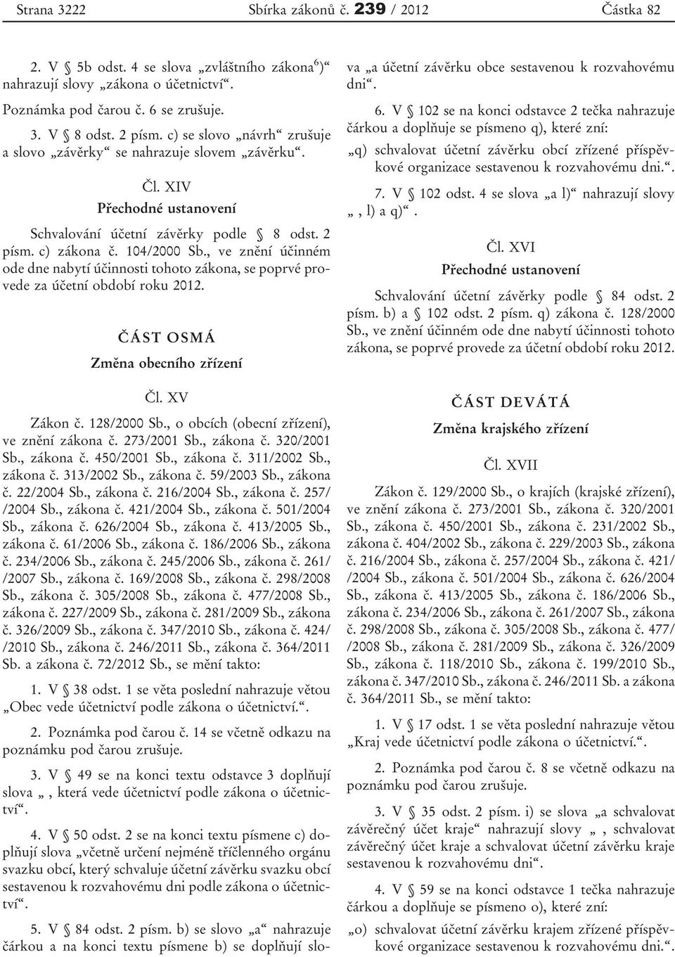 , ve znění účinném ode dne nabytí účinnosti tohoto zákona, se poprvé provede za účetní ČÁST OSMÁ Změna obecního zřízení Čl. XV Zákon č. 128/2000 Sb., o obcích (obecní zřízení), ve znění zákona č.