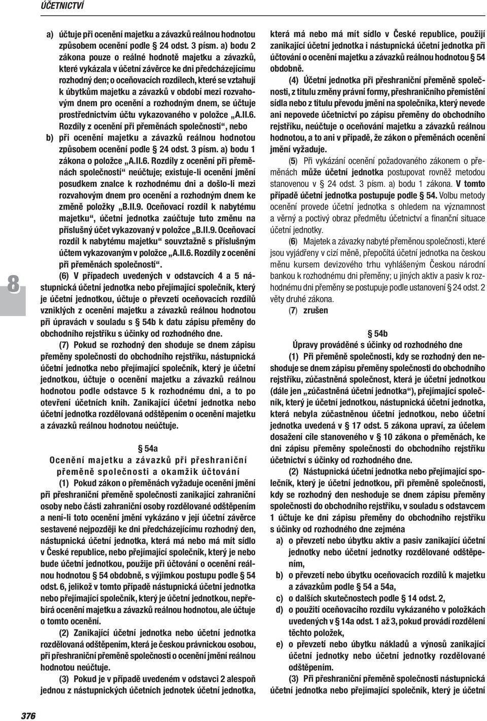 v období mezi rozvahovým dnem pro ocenění a rozhodným dnem, se účtuje prostřednictvím účtu vykazovaného v položce A.II.6.