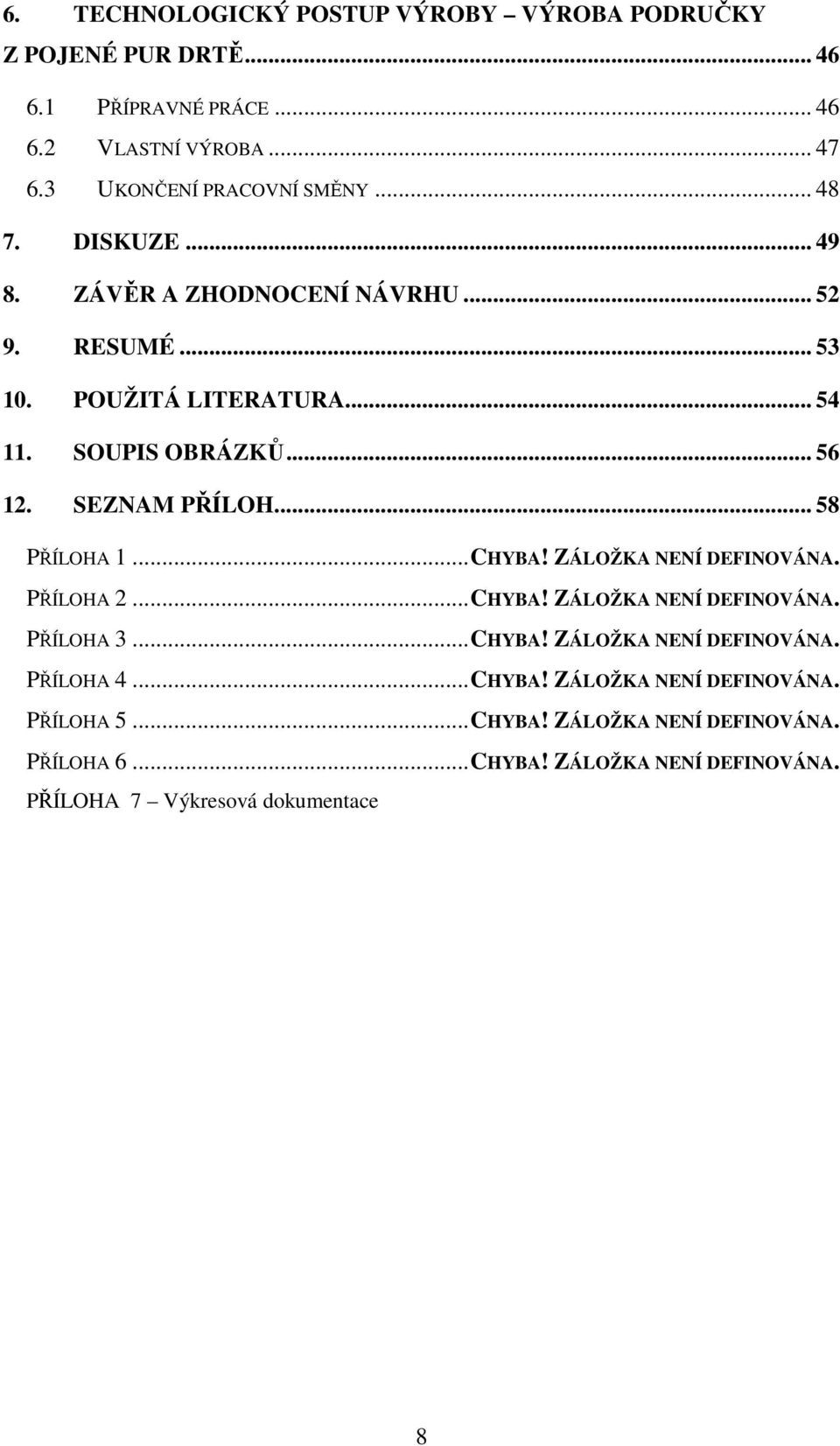 .. 58 PŘÍLOHA 1...CHYBA! ZÁLOŽKA NENÍ DEFINOVÁNA. PŘÍLOHA 2...CHYBA! ZÁLOŽKA NENÍ DEFINOVÁNA. PŘÍLOHA 3...CHYBA! ZÁLOŽKA NENÍ DEFINOVÁNA. PŘÍLOHA 4.