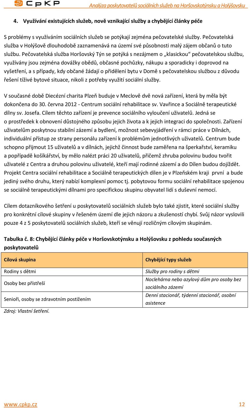 Pečovatelská služba Horšovský Týn se potýká s nezájmem o klasickou pečovatelskou službu, využívány jsou zejména dovážky obědů, občasné pochůzky, nákupu a sporadicky i doprovod na vyšetření, a s