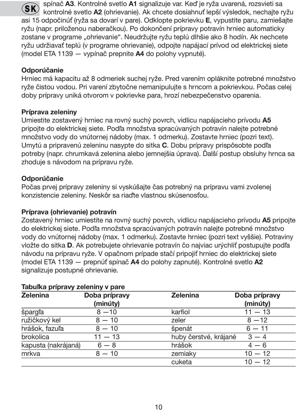 Po dokončení prípravy potravín hrniec automaticky zostane v programe ohrievanie. Neudržujte ryžu teplú dlhšie ako 8 hodín.