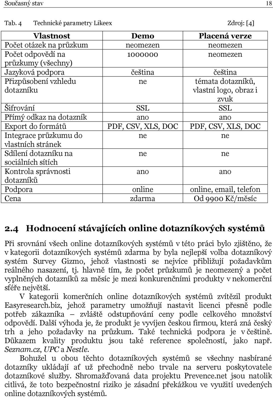 Přizpůsobení vzhledu dotazníku ne témata dotazníků, vlastní logo, obraz i zvuk Šifrování SSL SSL Přímý odkaz na dotazník ano ano Export do formátů PDF, CSV, XLS, DOC PDF, CSV, XLS, DOC Integrace