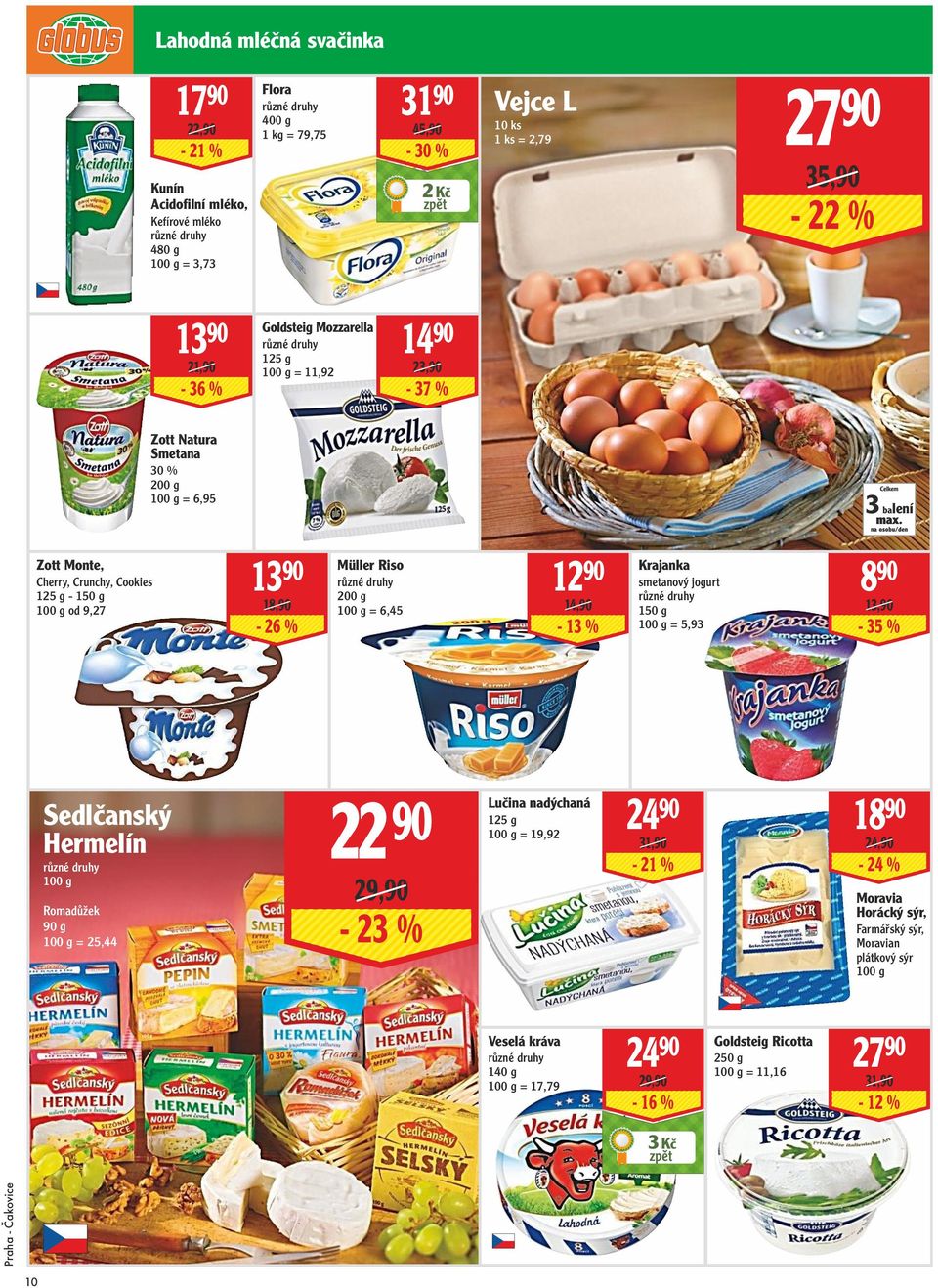 Müller Riso 200 g = 6,45 12 90 14,90-13 % Krajanka smetanový jogurt 150 g = 5,93 8 90 13,90-35 % Sedlčanský Hermelín Romadůžek 90 g = 25,44 22 90 29,90-23 % Lučina nadýchaná 125 g = 19,92