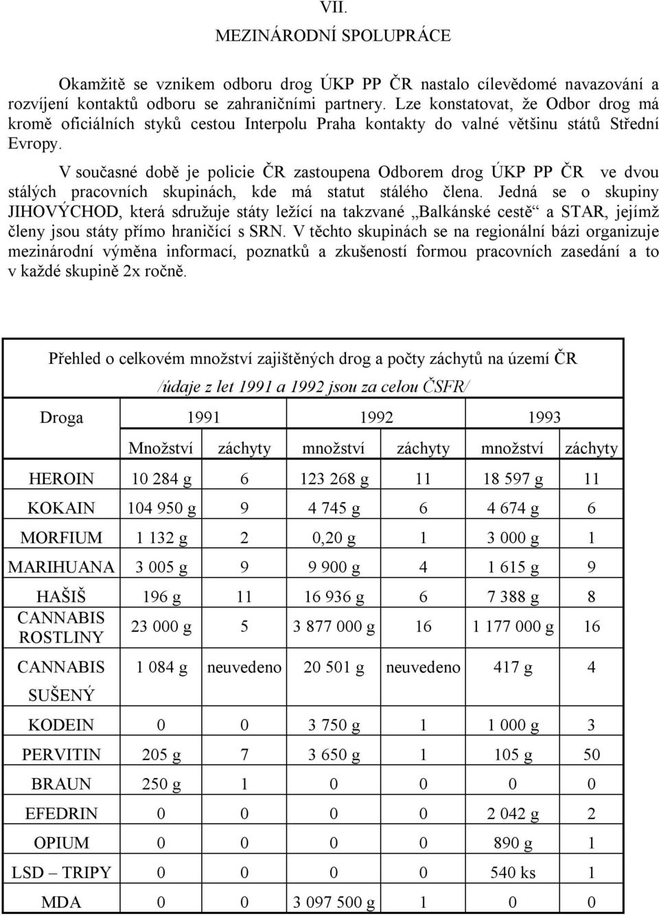 V současné době je policie ČR zastoupena Odborem drog ÚKP PP ČR ve dvou stálých pracovních skupinách, kde má statut stálého člena.