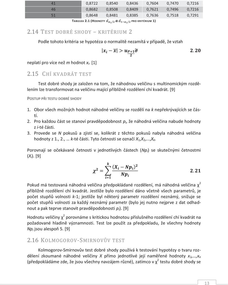 15 CHÍ KVADRÁT TEST Test dobré shody je založen na tom, že náhodnou veličinu s multinomickým rozdělením lze transformovat na veličinu mající přibližně rozdělení chí kvadrát.