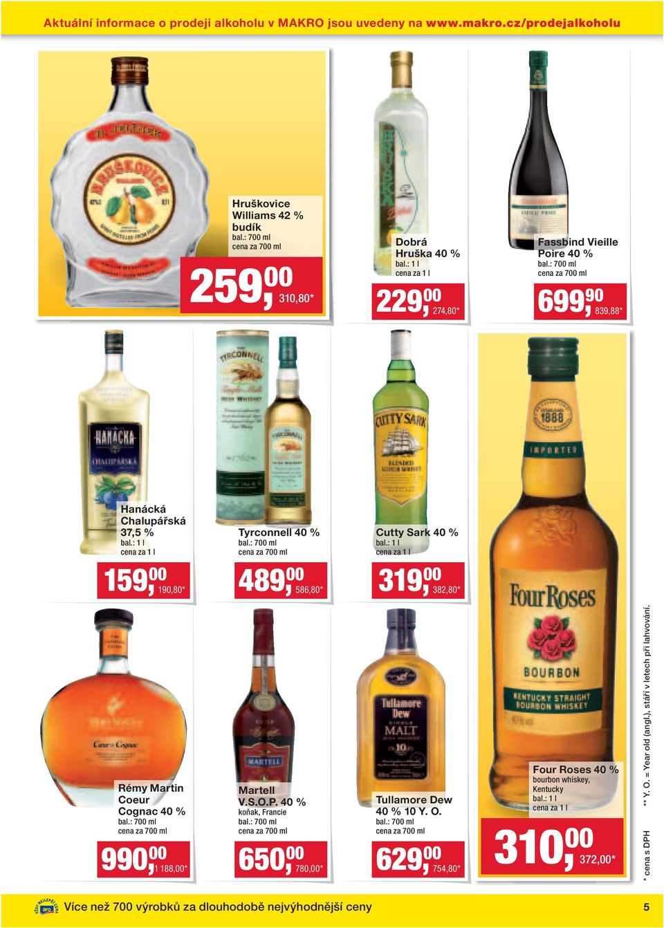 Chalupářská 37,5 % Tyrconnell 40 % Cutty Sark 40 % 159, 00 190,80* 489, 00 586,80* 319, 00 382,80* Rémy Martin Coeur Cognac 40 % 990, 00 1 188,00* Martell V.S.O.