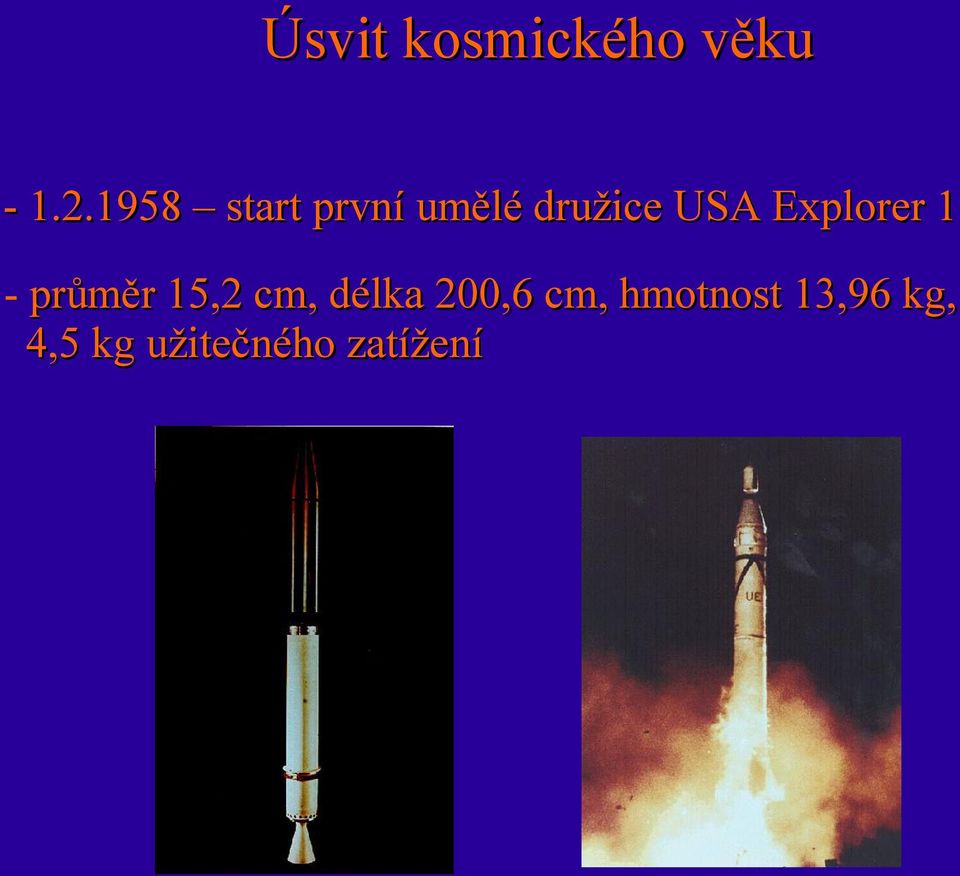 Explorer 1 - průměr 15,2 cm, délka