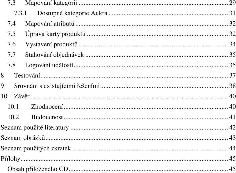 .. 35 8 Testování... 37 9 Srovnání s existujícími řešeními... 38 10 Závěr... 40 10.1 Zhodnocení... 40 10.2 Budoucnost.