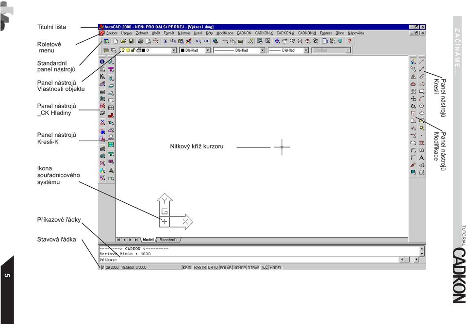 nástrojù Kresli Panel nástrojù Kresli-K Ikona souøadnicového systému
