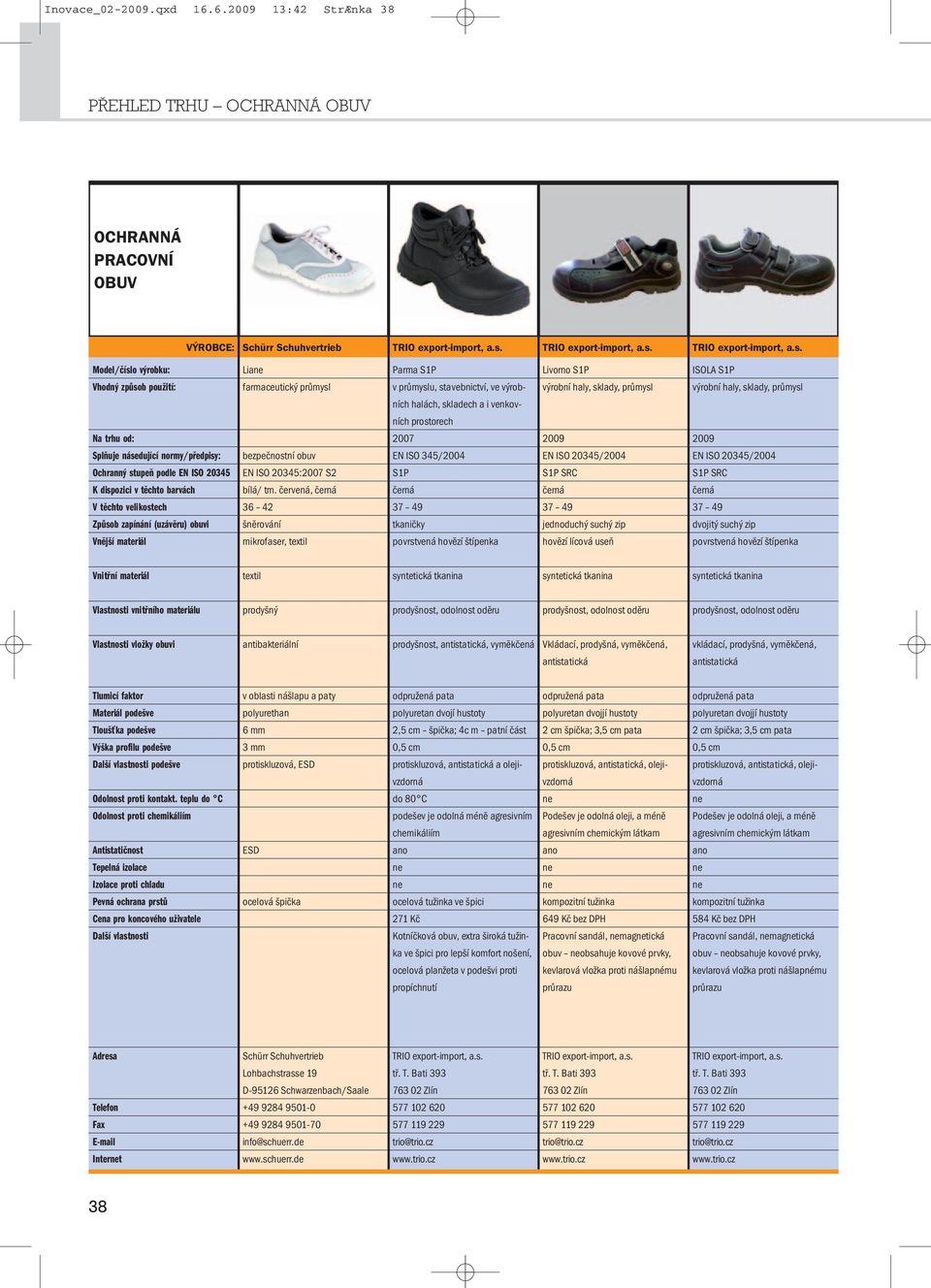 těchto velikostech Způsob zapínání (uzávěru) obuvi Vnější materiál Lia farmaceutický průmysl bezpečnostní obuv :2007 S2 bílá/ tm.
