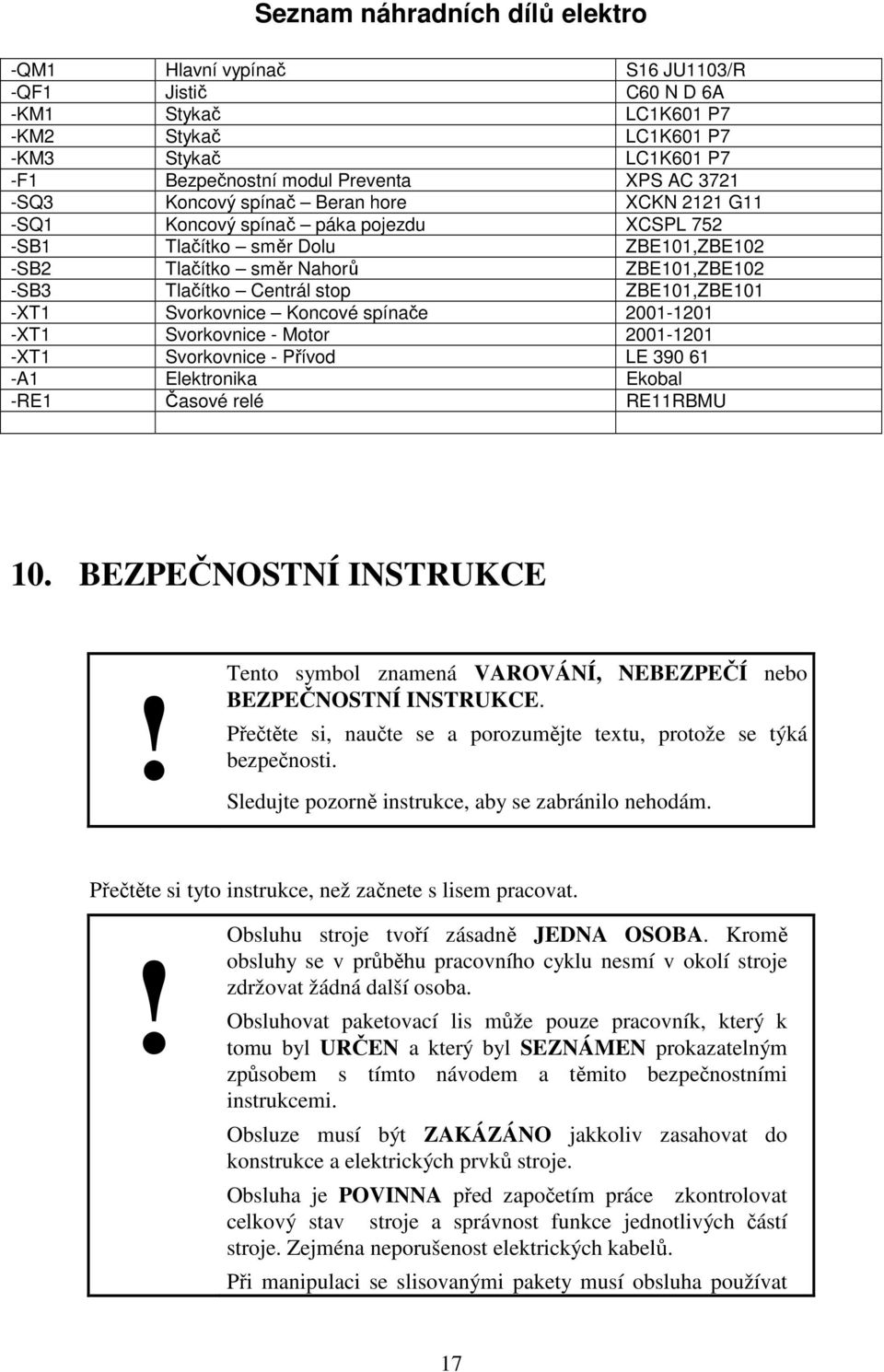 ZBE101,ZBE101 -XT1 Svorkovnice Koncové spínače 2001-1201 -XT1 Svorkovnice - Motor 2001-1201 -XT1 Svorkovnice - Přívod LE 390 61 -A1 Elektronika Ekobal -RE1 Časové relé RE11RBMU 10.