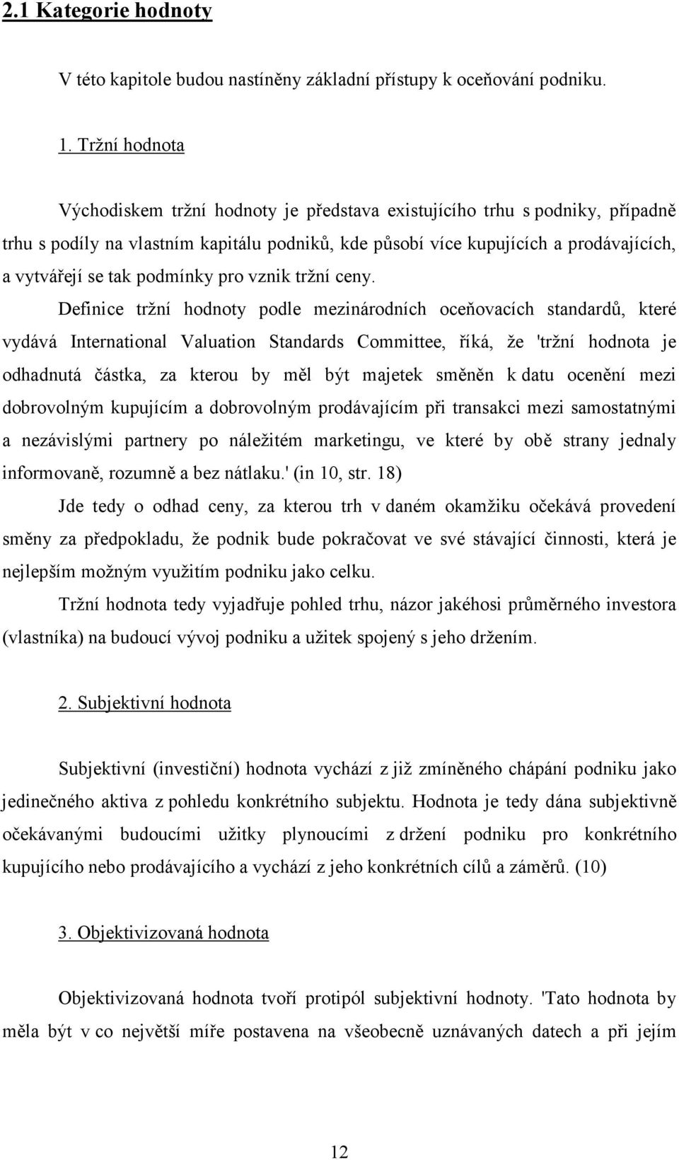 podmínky pro vznik tržní ceny.