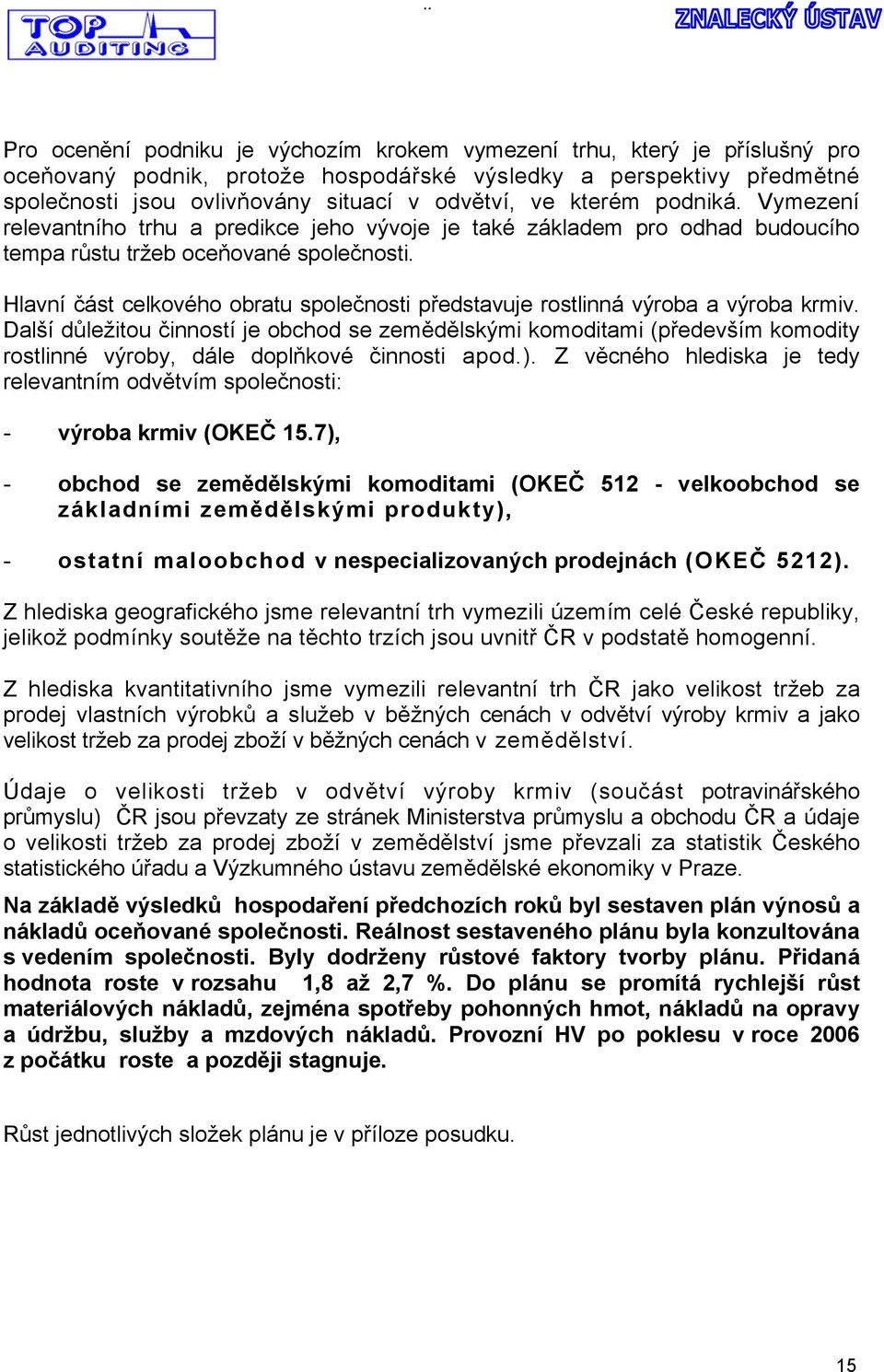 Hlavní část celkového obratu společnosti představuje rostlinná výroba a výroba krmiv.