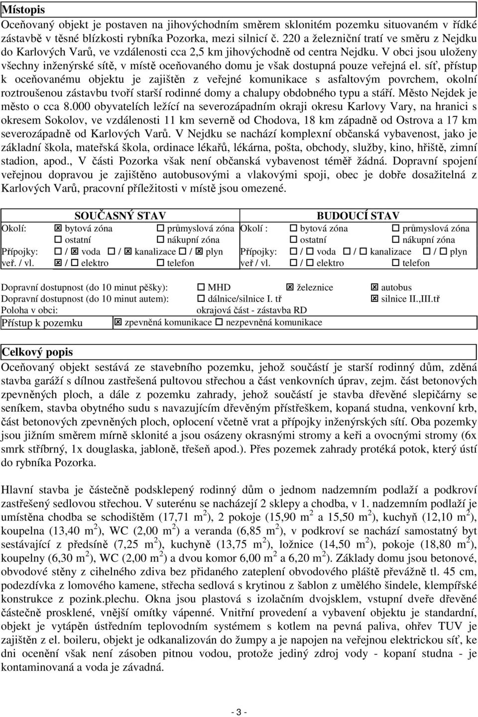 V obci jsou uloženy všechny inženýrské sítě, v místě oceňovaného domu je však dostupná pouze veřejná el.