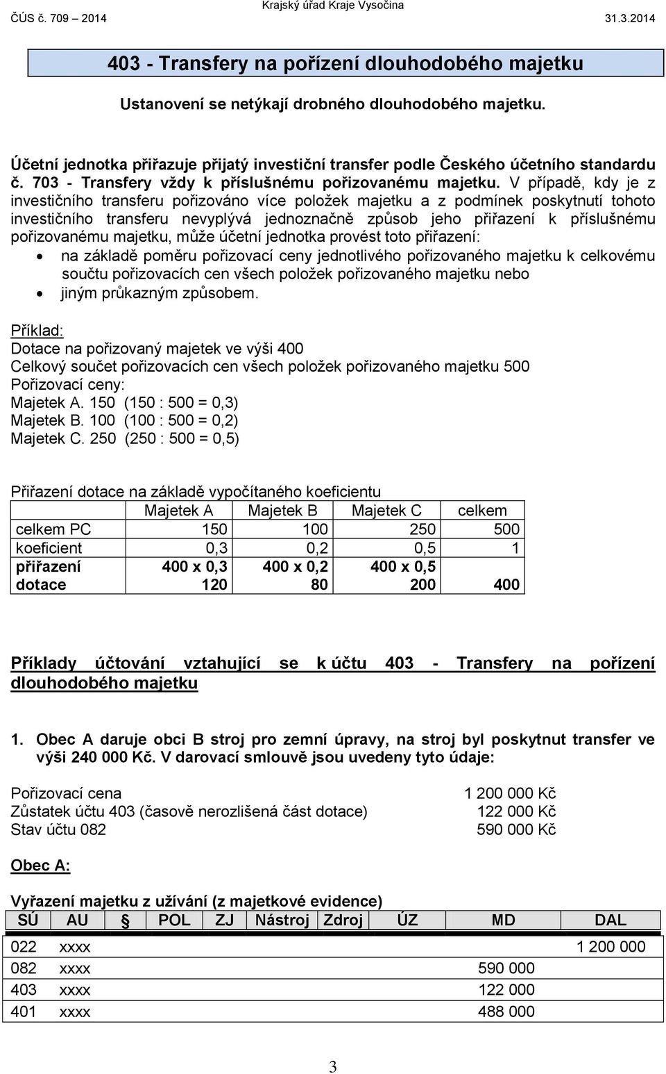 V případě, kdy je z investičního transferu pořizováno více položek majetku a z podmínek poskytnutí tohoto investičního transferu nevyplývá jednoznačně způsob jeho přiřazení k příslušnému pořizovanému