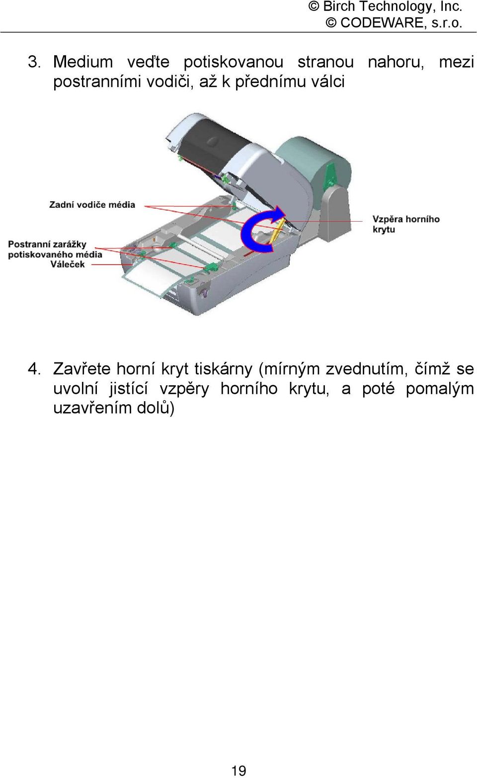 Zavřete horní kryt tiskárny (mírným zvednutím, čímž se
