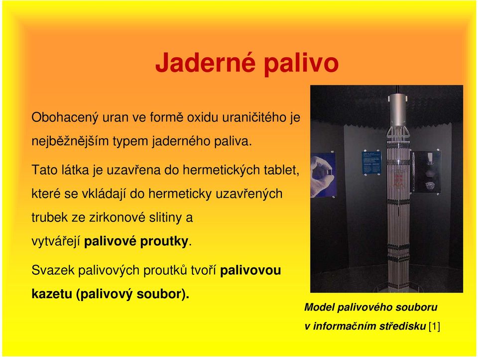 Tato látka je uzavřena do hermetických tablet, které se vkládají do hermeticky uzavřených
