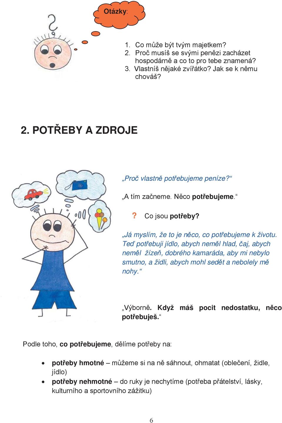 Te potebuji jídlo, abych neml hlad, aj, abych neml žíze, dobrého kamaráda, aby mi nebylo smutno, a židli, abych mohl sedt a nebolely m nohy. Výborn.