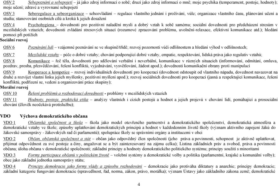 Psychohygiena dovednosti pro pozitivní naladění mysli a dobrý vztah k sobě samému; sociální dovednosti pro předcházení stresům v mezilidských vztazích; dovednosti zvládání stresových situací