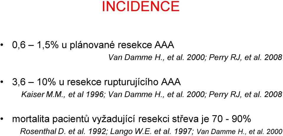 M., et al 1996; Van Damme H., et al. 2000; Perry RJ, et al.