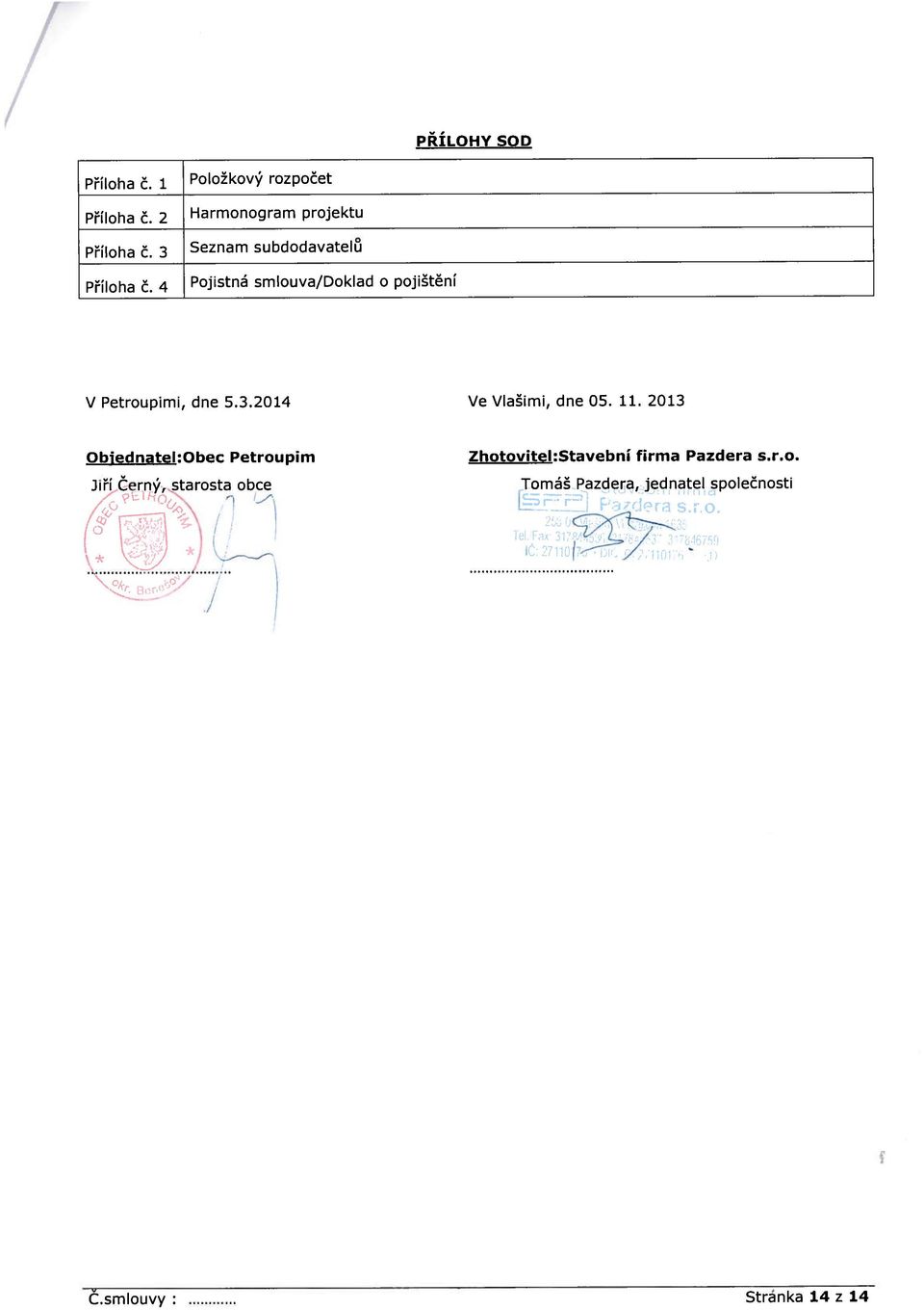 pojištění V Petroupimi, dne 5.3.2014 Ve Vlašimi, dne 05. 11.