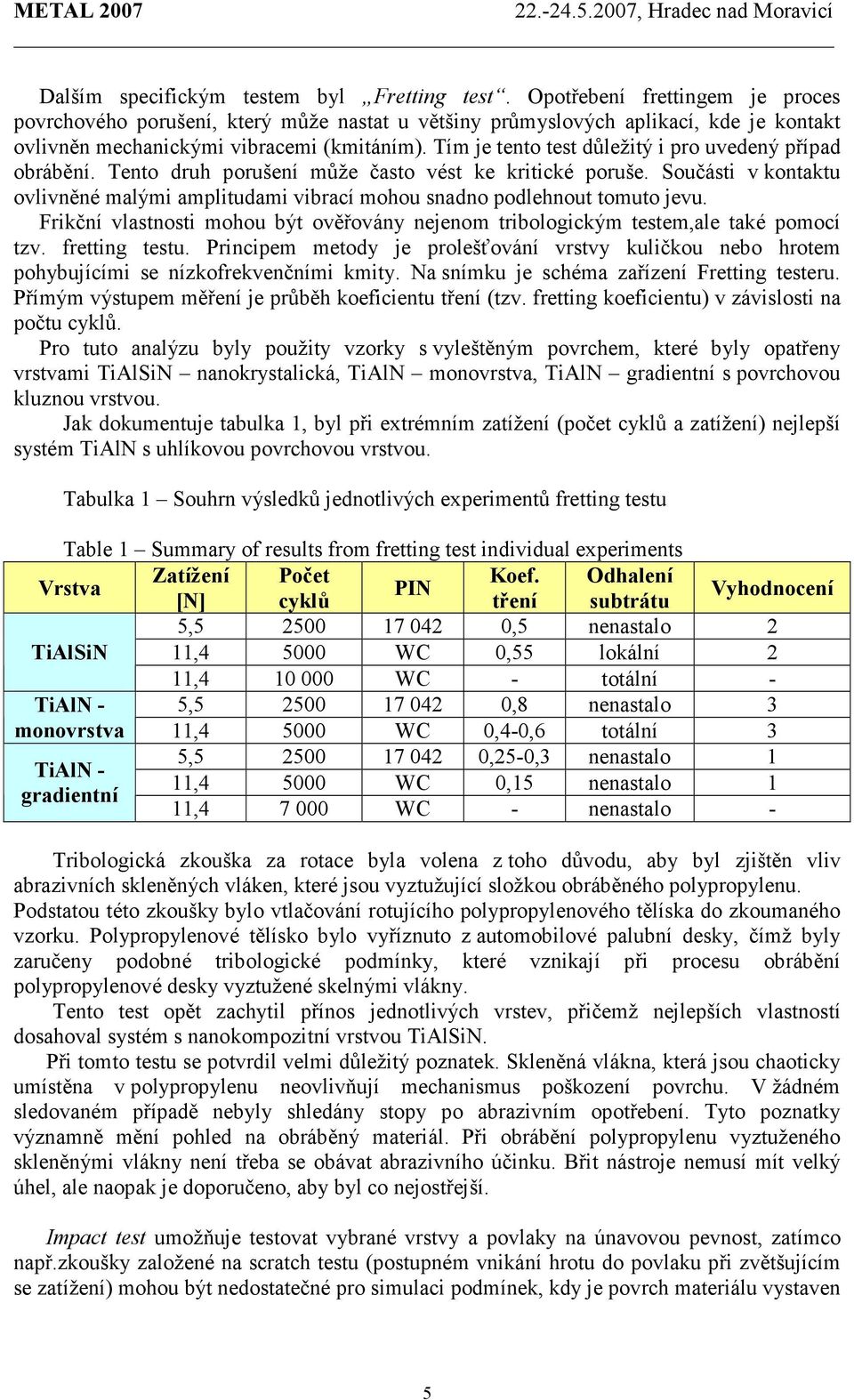 Tím je tento test důležitý i pro uvedený případ obrábění. Tento druh porušení může často vést ke kritické poruše.