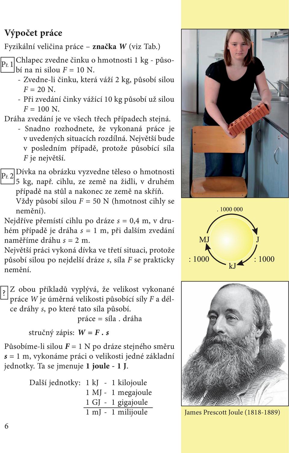 Největší bude v posledním případě, protože působící síla F je největší. Dívka na obrázku vyzvedne těleso o hmotnosti 5 kg, např.