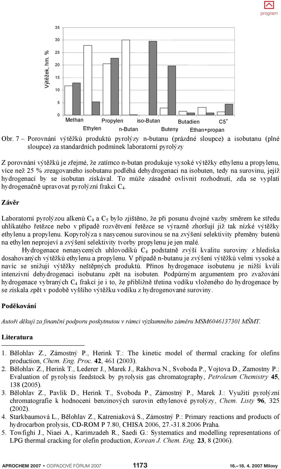 vysoké výt žky ethylenu a propylenu, více než 25 % zreagovaného isobutanu podléhá dehydrogenaci na isobuten, tedy na surovinu, jejíž hydrogenací by se isobutan získával.