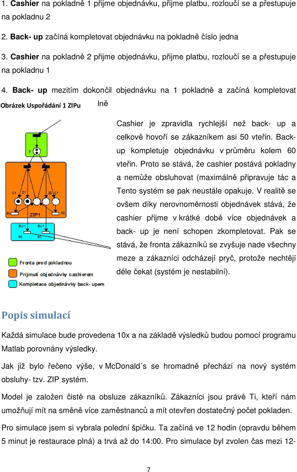 Back- up mezitím dokončil objednávku na 1 pokladně a začíná kompletovat Obrázek objednávku Uspořádání na druhé 1 ZIPu pokladně Cashier je zpravidla rychlejší než back- up a celkově hovoří se