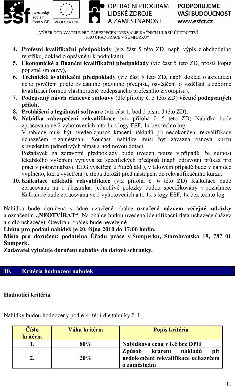 doklad o akreditaci nebo pověření podle zvláštního právního předpisu, osvědčení o vzdělání a odborné kvalifikaci formou vlastnoručně podepsaného profesního ţivotopisu), 7.