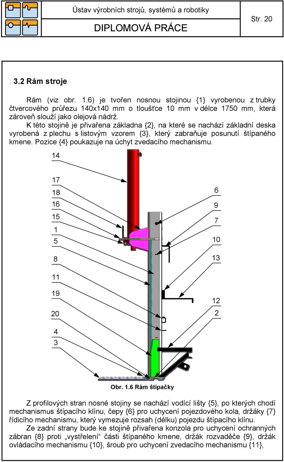 Pozice {4} poukazuje na úchyt zvedacího mechanismu. 14