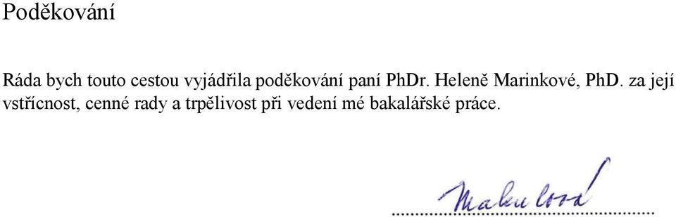 Heleně Marinkové, PhD.