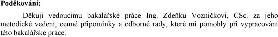 za jeho metodické vedení, cenné připomínky a