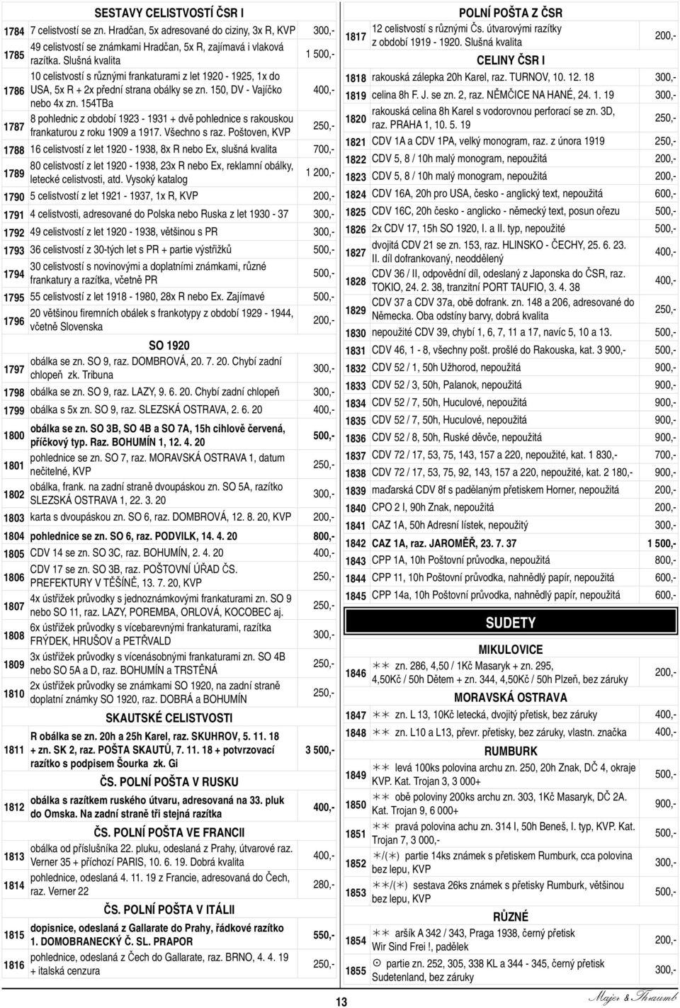 154TBa 8 pohlednic z období 1923-1931 + dvě pohlednice s rakouskou 1787 frankaturou z roku 1909 a 1917. Všechno s raz.