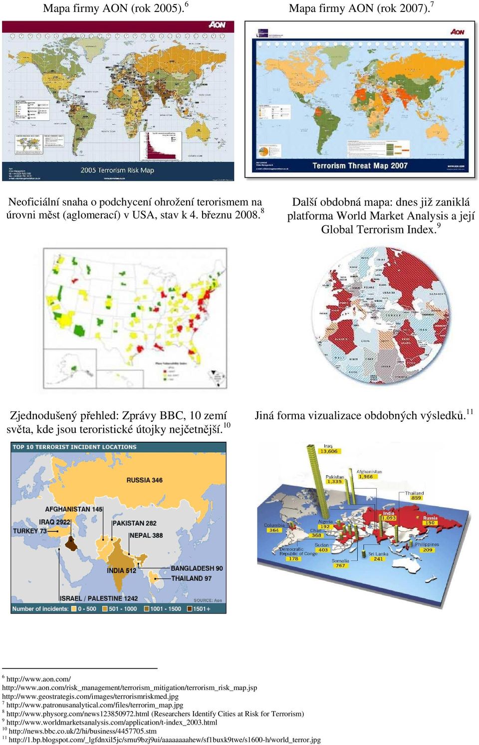 11 světa, kde jsou teroristické útojky nejčetnější. 10 6 http://www.aon.com/ http://www.aon.com/risk_management/terrorism_mitigation/terrorism_risk_map.jsp http://www.geostrategis.