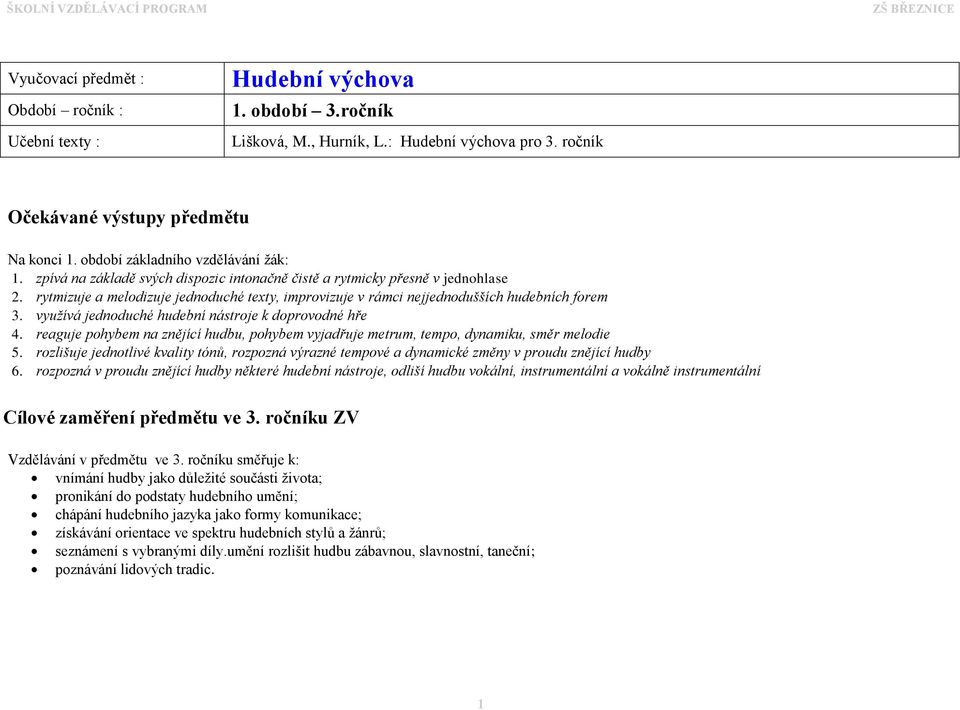 rytmizuje a melodizuje jednoduché texty, improvizuje v rámci nejjednodušších hudebních forem 3. využívá jednoduché hudební nástroje k doprovodné hře 4.