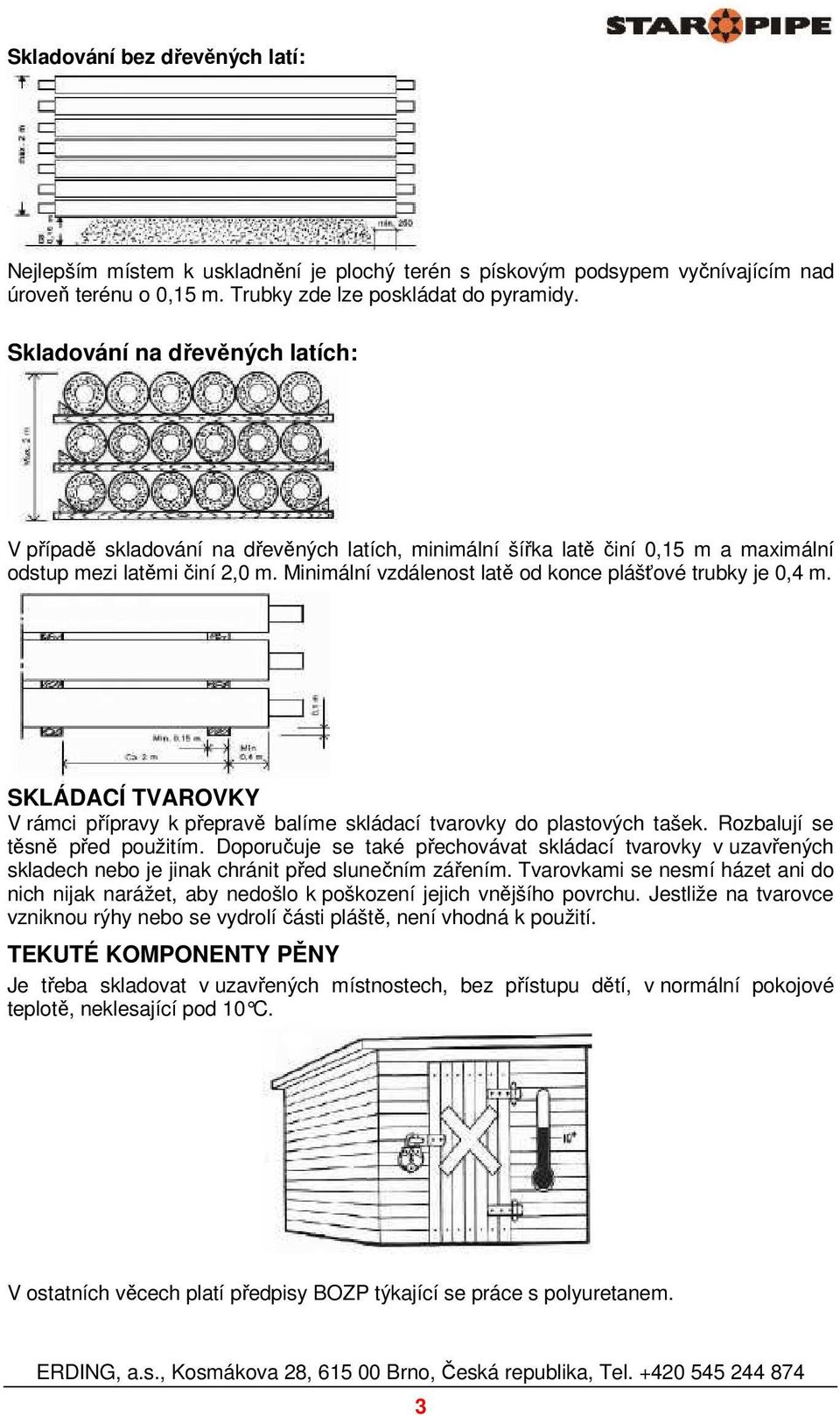 Minimální vzdálenost latě od konce plášťové trubky je 0,4 m. SKLÁDACÍ TVAROVKY V rámci přípravy k přepravě balíme skládací tvarovky do plastových tašek. Rozbalují se těsně před použitím.