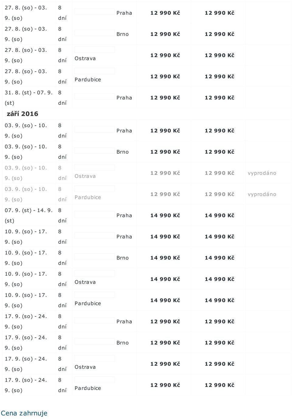- 17. Praha 14 990 Kč 14 990 Kč 10. - 17. Brno 14 990 Kč 14 990 Kč 10. - 17. 14 990 Kč 14 990 Kč 10. - 17. 14 990 Kč 14 990 Kč 17.
