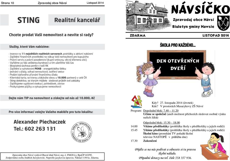 00 Vítáme předškoláky (prohlídka školy s předškoláky a jejich rodiči) 15.